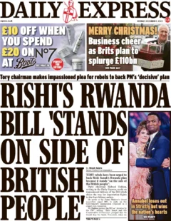 Daily Express – Rishi’s Rwanda bill ‘stands on side of British people’ 