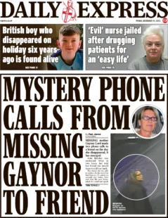 Daily Express – Mystery Phone Calls From Missing Gaynor To Friend 