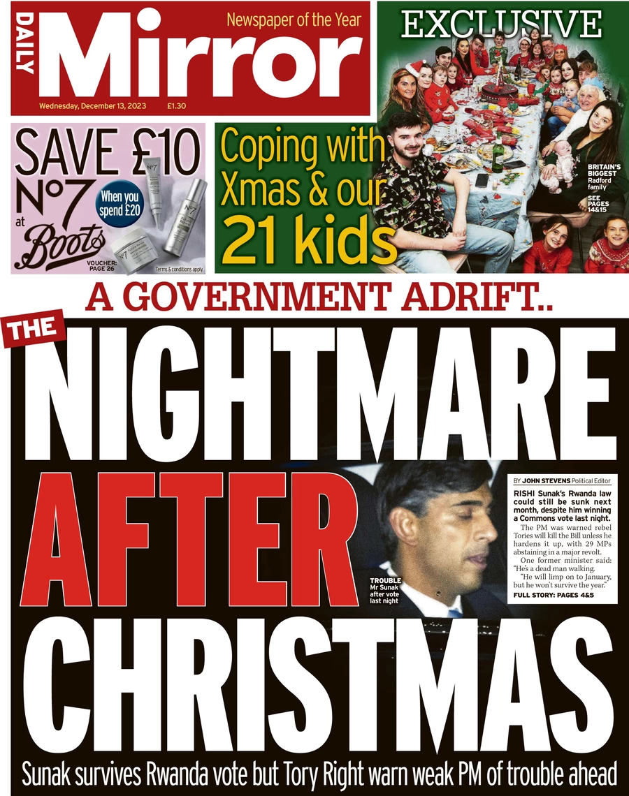 Daily Mirror - Nightmare After Christmas