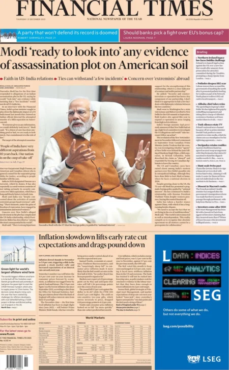 Financial Times – Modi ready to look into any evidence of assassination plot on American soil 