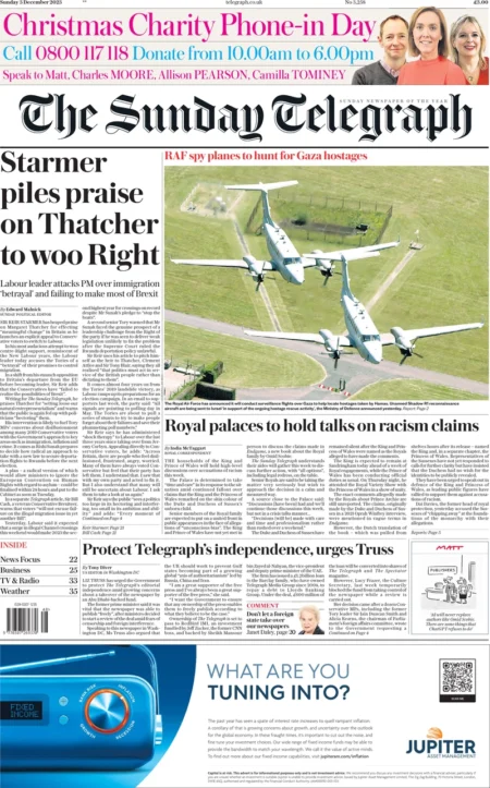 The Sunday Telegraph-Starmer piles praise on Thatcher to woo Right 