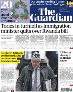 The Guardian – Tories in turmoil as immigration minister quits over Rwanda bill 