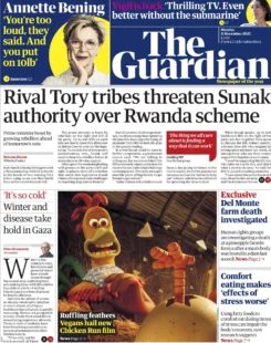 The Guardian – Rival Tory tribes threaten Sunak authority over Rwanda scheme 