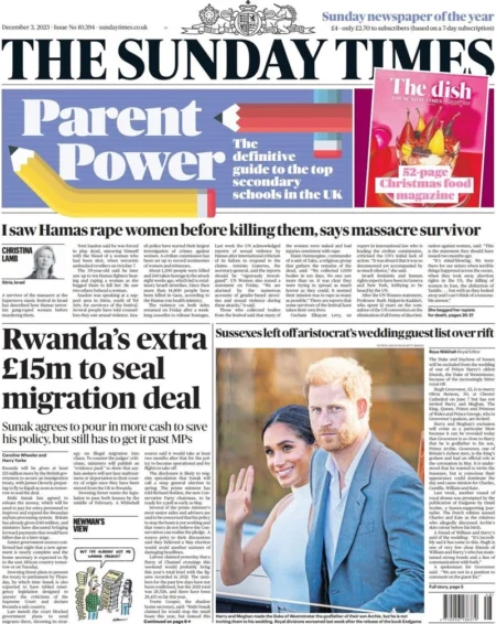 The Sunday Times – Rwanda’s extra £15m to seal migration deal 