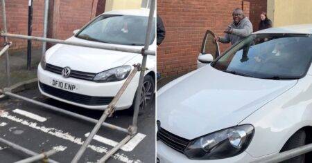 Scaffolders get revenge by blocking in ‘rude’ driver who wouldn’t move his car