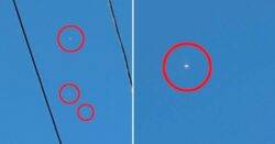 Cluster of ‘UFOs combining together’ appear in clear skies video