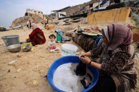 Women and girls in Gaza cut up tents to use in place of period products