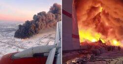 Huge blaze rips through online shopping warehouse in Russia as workers flee