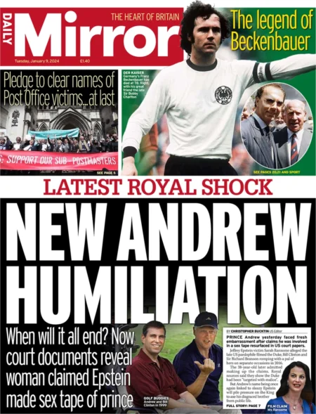 Daily Mirror – New Andrew humiliation 