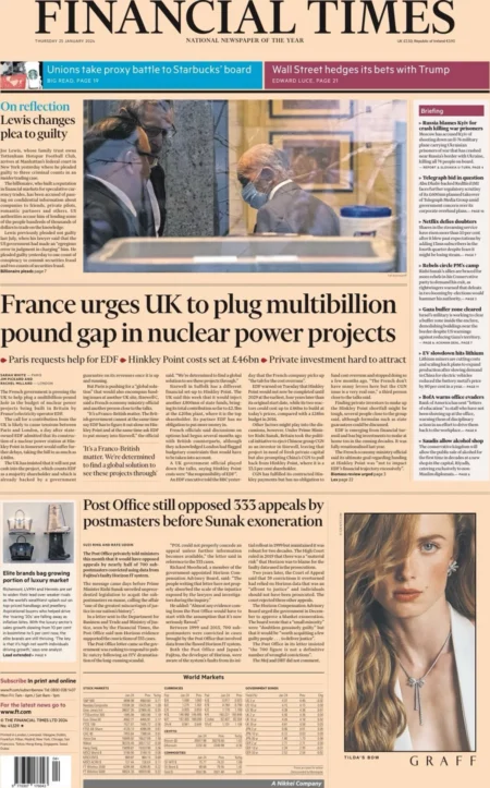 FT – France urges UK to plug multibillion pound gap in nuclear power projects