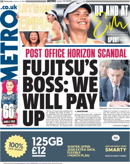Metro – Fujitsu’s boss: We will pay up 