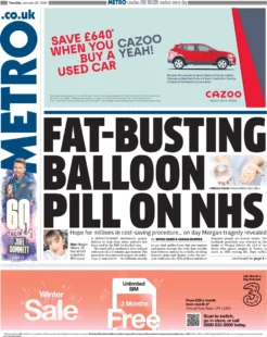 Metro – Fat busting balloon pill on the NHS 