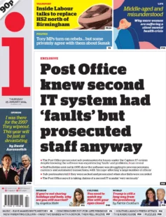 The i newspaper – Post Office knew second IT system had faults but prosecuted staff anyway 