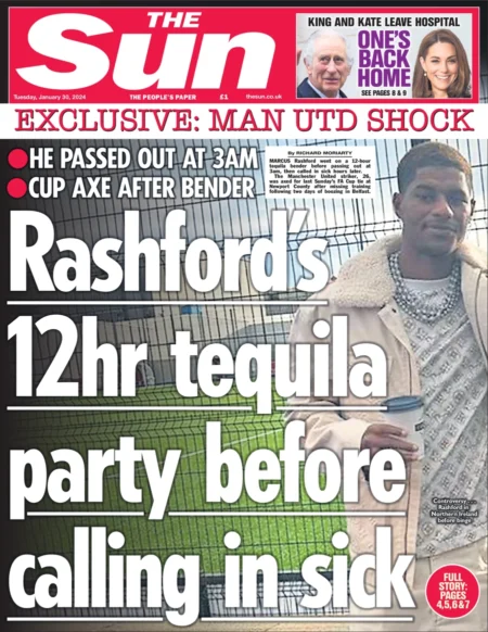 The Sun – Rashford’s 12hr tequila party before calling in sick 