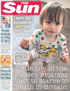 The Sun – Little boy in Pudsey PJs left to starve to death in Britain 