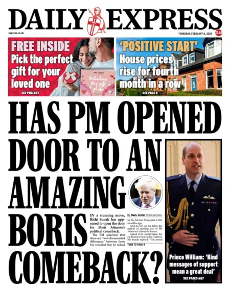 Daily Express – Has PM opened door to Boris Johnson come back? 