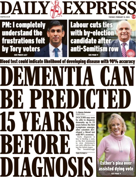 Daily Express – Dementia can be predicted 15 years before diagnosis 