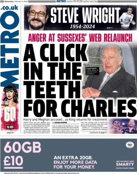 Metro –  A click in the teeth for Charles