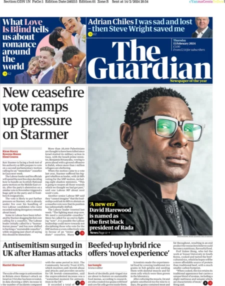 The Guardian – New ceasefire vote ramps up pressure on Starmer 