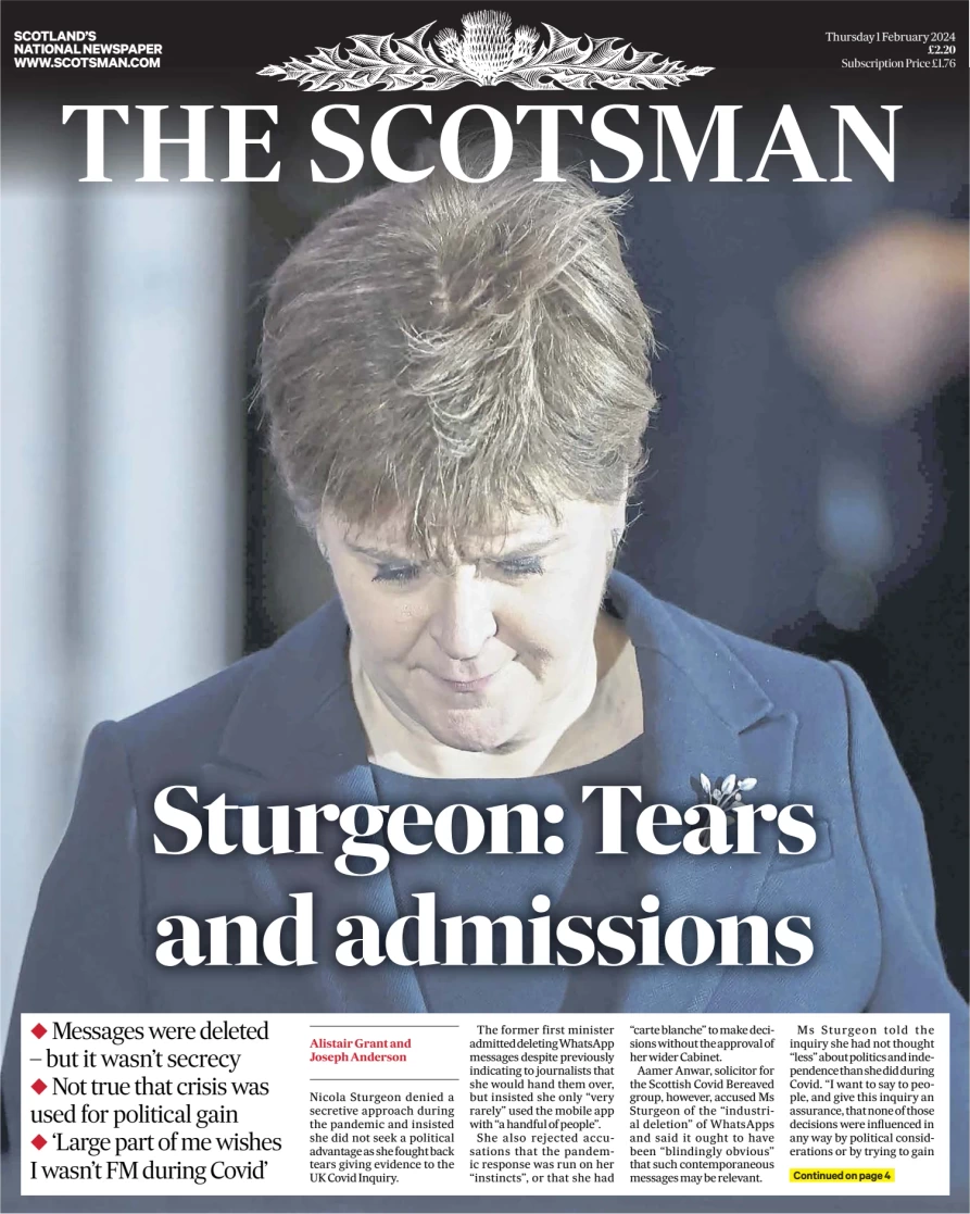 The Scotsman - Sturgeon: Tears and Admissions