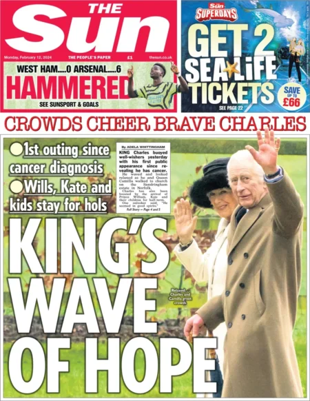 The Sun – Crowds cheer brave Charles: King’s wave of hope 