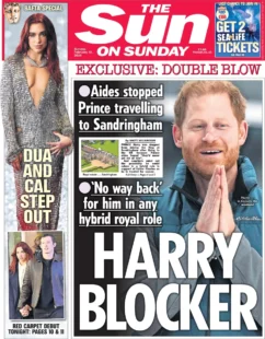 The Sun on Sunday – ‘Harry blocker: There’s no way back for Harry’ 