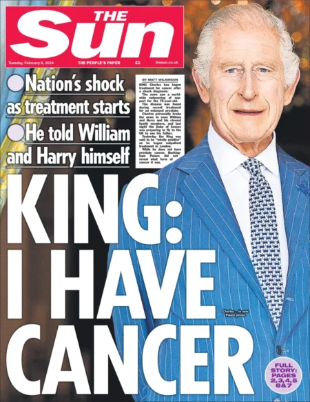 The Sun – King: I have cancer 