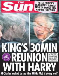 The Sun – King’s 30-minute reunion with Harry 