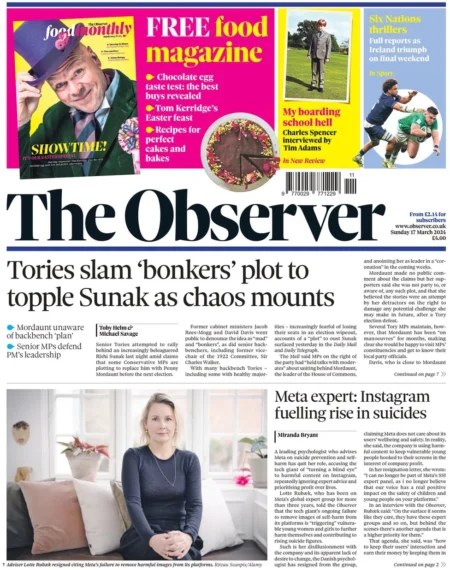 The Observer – Tories slam bonkers plot to topple Sunak as chaos mount