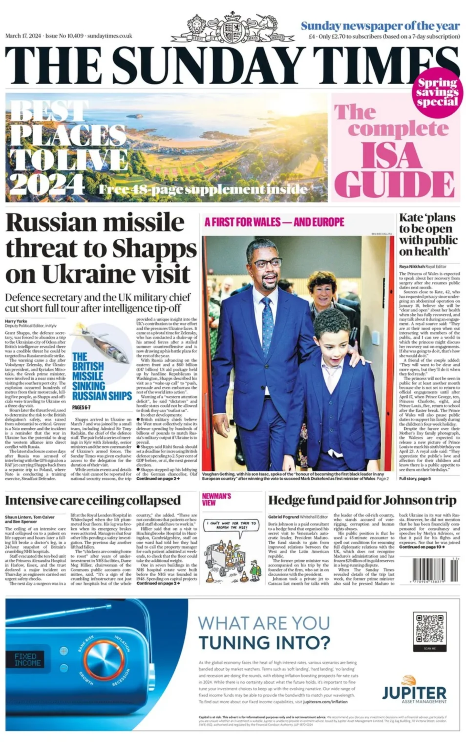 The Sunday Times – Russian missile threat to Shapps on Ukraine visit