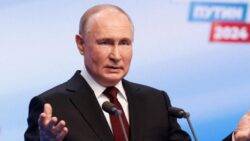 Putin claims landslide in Russian election and scorns US democracy