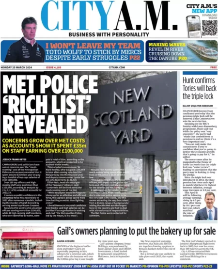 CITY AM – Met Police ‘rich list’ revealed 