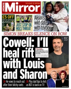 Sunday Mirror – Cowell: I’ll heal rift with Simon and Sharon 