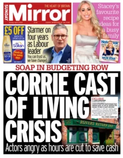 Sunday Mirror – Corrie cast of living crisis 