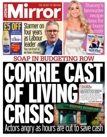 Sunday Mirror – Corrie cast of living crisis 