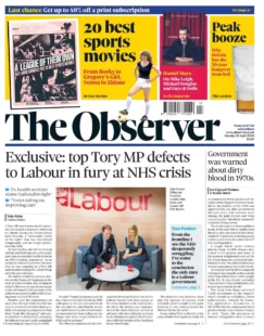 The Observer – Top Tory MP defects to Labour in fury at NHS crisis