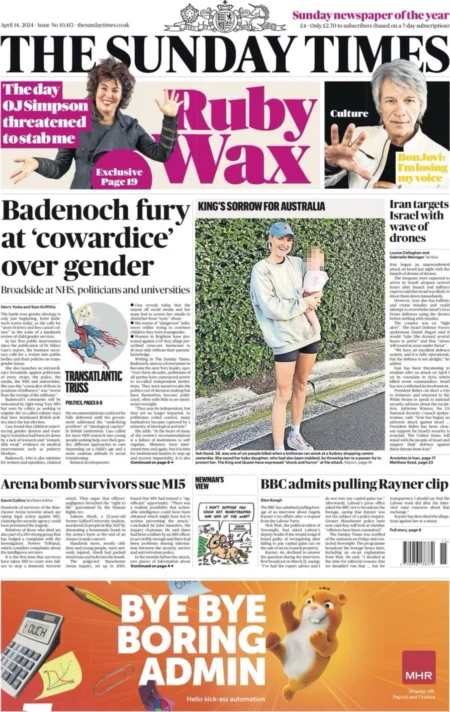 The Sunday Times – Badenoch fury at cowardice over gender 