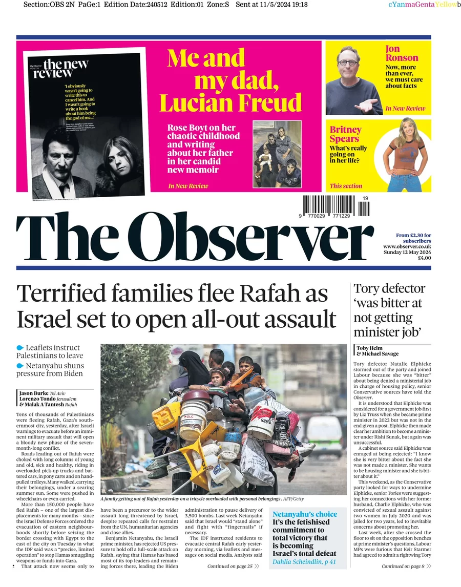 The Observer - Terrified families flee Rafah as Israel set to open all-out assault 