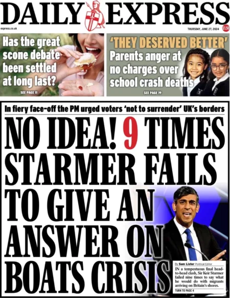 Daily Express – No idea! 9 times Starmer fails to give an answer on boats crisis 