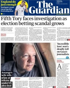 The Guardian – Fifth Tory faces investigation as election betting scandal grows 