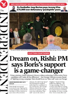 The Independent – ‘Dream on Rishi: PM says Boris support is a game-changer’