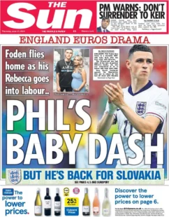 The Sun – England Euros drama: Phil’s baby dash 