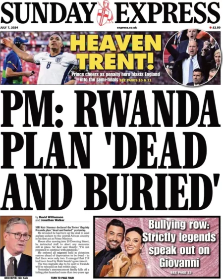 Sunday Express – PM: Rwanda plan is dead 