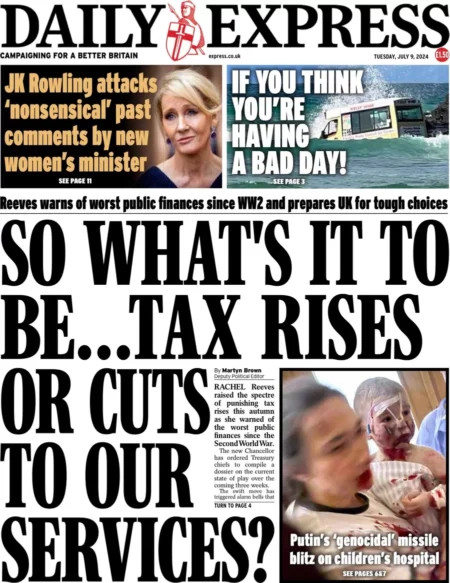 Daily Express – So what’s it to be … Tax rises or cuts to our services? 