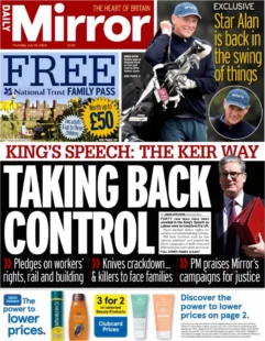 Daily Mirror – King’s Speech: Taking back control 