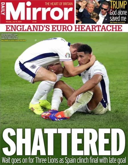 Daily Mirror – England Euro heartbreak: Shattered 