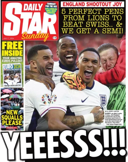 Daily Star Sunday – Five perfect pens for the Three Lions: YEEESSS! 