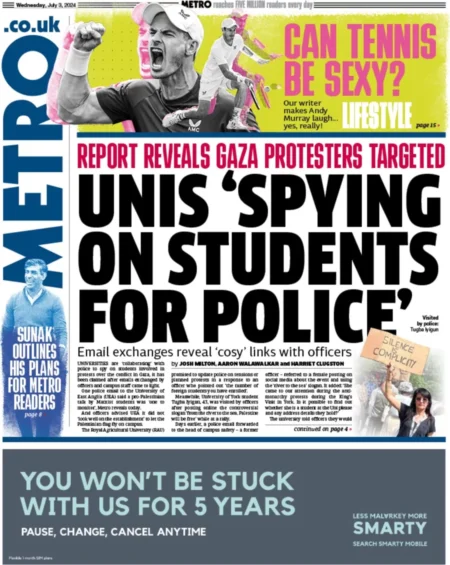 Metro – Unis spying on students for police 