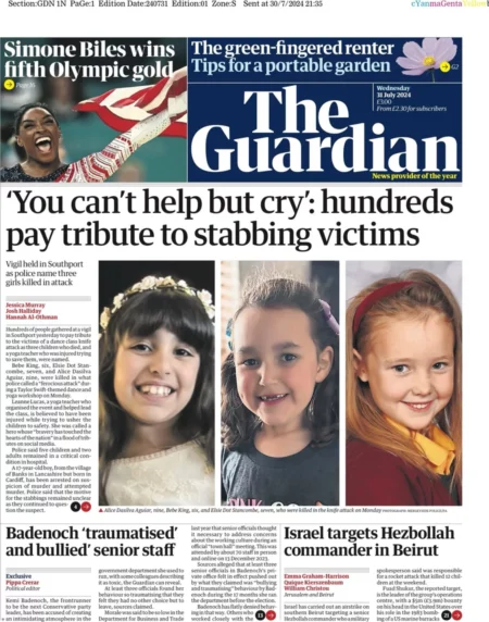 The Guardian – ‘You can’t help but cry’: hundreds pay tribute to stabbing victims 