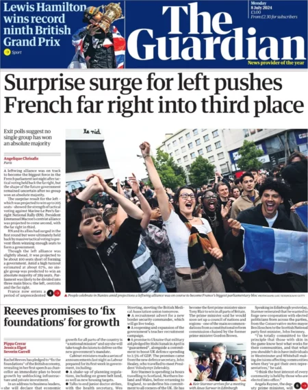 The Guardian – Surprise surge for left pushes France’s far right into third place 